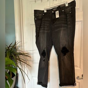 Torrid Vintage Stretch Boyfriend Straight Black Jeans distressed size 20